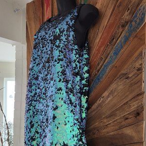 NWT Honey Punch blue/aqua sequins change of color mini dress Sz M
